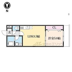 アート長瀬B 1LDKの間取図画像