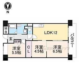アンドユーイワキ・東大阪 3LDKの間取図画像