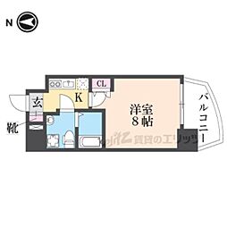 TLRレジデンス高井田 1Kの間取図画像