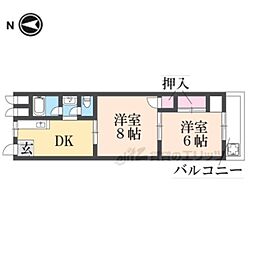 日の出コーポ 2DKの間取図画像