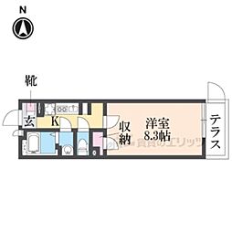 クレイノアンサンク 1Kの間取図画像