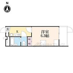 レオパレスフセアジロミナミ 2階1Kの間取り