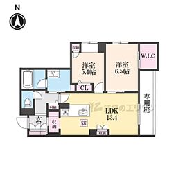 シャーメゾン　レソール 1階2LDKの間取り