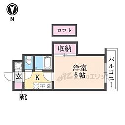 リバーイーストクレムリン 2階1Kの間取り