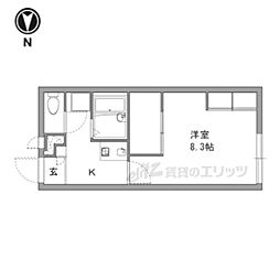 レオパレススズラン 2階1Kの間取り