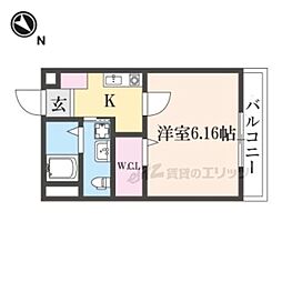 京阪本線 香里園駅 徒歩4分の賃貸アパート 3階1Kの間取り