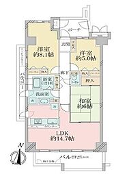 ハイエクセル芦屋南 3LDKの間取図画像