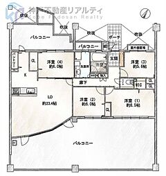 アンビエント西宮仁川アールブリーズ 4LDKの間取図画像