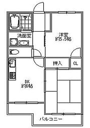 ビバリーハウス本山 2DKの間取り