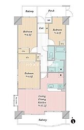 ライフペリエ三郷 3LDKの間取図画像