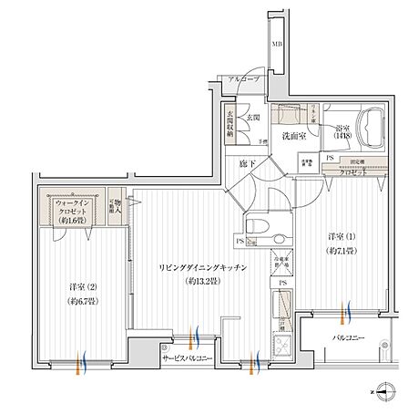 フレキシブルドアを開けることで広々1LDKとしても使える汎用性の高い間取りでお一人暮らしやご夫婦にも人気のお部屋となります。