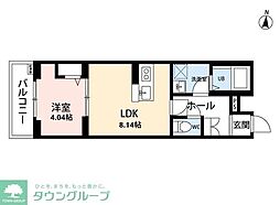 東武伊勢崎線 大袋駅 徒歩3分の賃貸アパート 4階1LDKの間取り