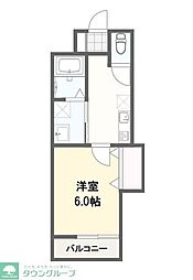 東武伊勢崎線 一ノ割駅 徒歩9分の賃貸アパート 2階1Kの間取り