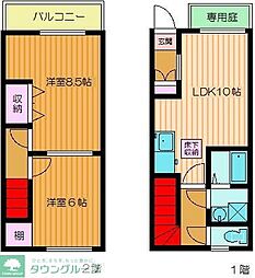 東武野田線 野田市駅 徒歩19分の賃貸テラスハウス 2LDKの間取り