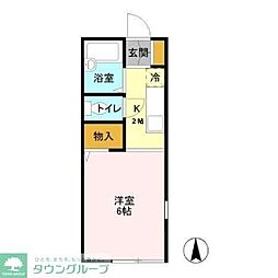 JR武蔵野線 吉川駅 徒歩13分の賃貸アパート 1階1Kの間取り