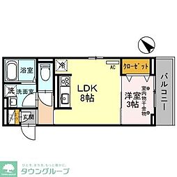 東武野田線 岩槻駅 徒歩10分の賃貸アパート 3階1LDKの間取り