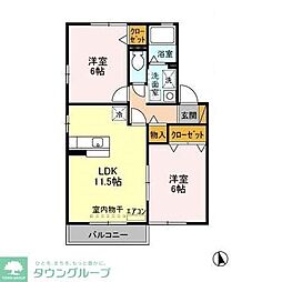 東武野田線 川間駅 徒歩18分の賃貸アパート 2階2LDKの間取り