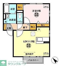 東武野田線 梅郷駅 徒歩21分の賃貸アパート 1階1LDKの間取り