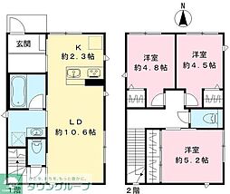 東武野田線 大和田駅 徒歩11分の賃貸一戸建て 1階3LDKの間取り