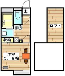 JR東北本線 蓮田駅 徒歩10分の賃貸アパート 2階1Kの間取り
