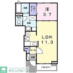東武伊勢崎線 南羽生駅 徒歩9分の賃貸アパート 1階1LDKの間取り