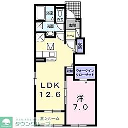 東武野田線 清水公園駅 徒歩11分の賃貸アパート 1階1LDKの間取り