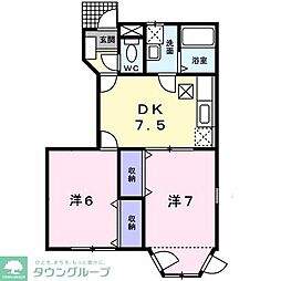 湘南新宿ライン宇須 白岡駅 徒歩38分の賃貸アパート 1階2LDKの間取り