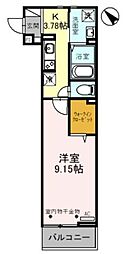 埼玉高速鉄道 浦和美園駅 徒歩5分の賃貸アパート 2階1Kの間取り