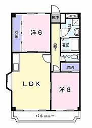 東武伊勢崎線 大袋駅 徒歩8分の賃貸マンション 1階2LDKの間取り