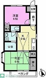 東武伊勢崎線 せんげん台駅 徒歩9分の賃貸アパート 2階2Kの間取り