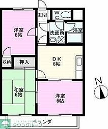 東武伊勢崎線 せんげん台駅 徒歩15分の賃貸アパート 2階3DKの間取り