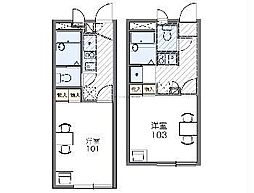 東武日光線 南栗橋駅 徒歩20分の賃貸アパート 2階1Kの間取り