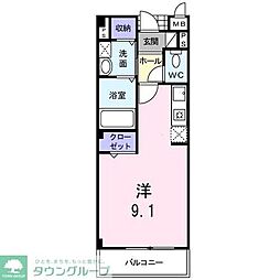 東武野田線 東岩槻駅 徒歩9分の賃貸アパート 2階ワンルームの間取り