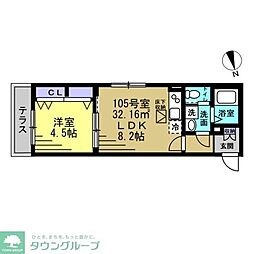 JR東北本線 東大宮駅 徒歩14分の賃貸アパート 1階1DKの間取り