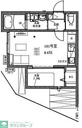 東武伊勢崎線 せんげん台駅 徒歩14分の賃貸アパート 2階1LDKの間取り