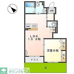 東武日光線 南栗橋駅 徒歩10分の賃貸アパート 1階1LDKの間取り