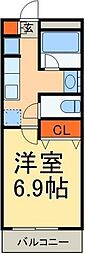 リリックコート北越谷 1Kの間取図画像