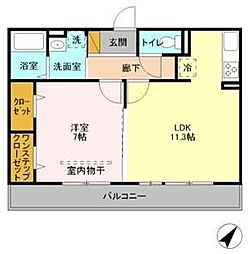 シャルマンK・S 1LDKの間取図画像