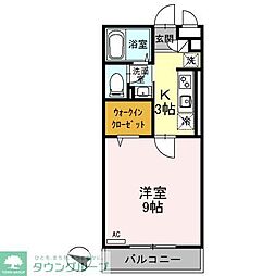 フローラ 1Kの間取図画像