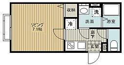 プルミエール春日部 1Kの間取図画像