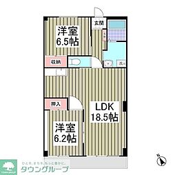 エルヴェ武里 2DKの間取図画像