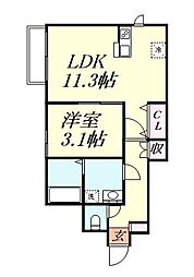 BEST春日部 1LDKの間取図画像