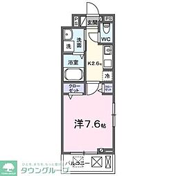 クルタ ラプシ 1Kの間取図画像