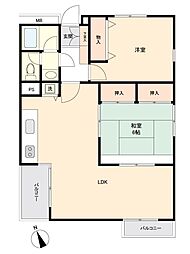 Y.K.ヒルズ三鷹 2LDKの間取図画像