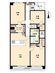 稲毛パークハウスC棟 3LDKの間取図画像