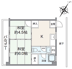 山王台グリーンハイツ 2Kの間取図画像