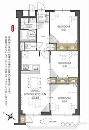 静岡森下マンション 3LDKの間取図画像