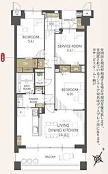 ヴェル・エコール愛宕 2SLDKの間取図画像