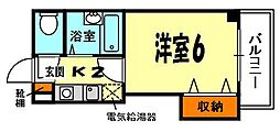 京阪本線 寝屋川市駅 徒歩17分の賃貸マンション 6階1Kの間取り