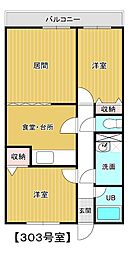 アパートメントカヤ田園調布 3階2LDKの間取り